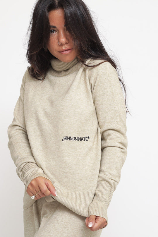 Maglione Dolcevita Spalla Raglan - Beige Nocciola