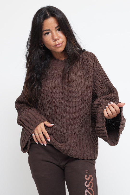 Maglia Cropped In Ciniglia - Brown