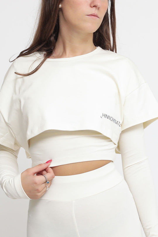 T-shirt Corta Manica Lunga - Bianco Burro