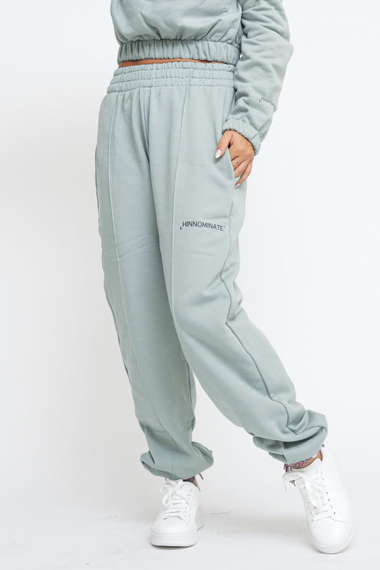 Pantalone In Felpa Con Nervature - Verde Salvia