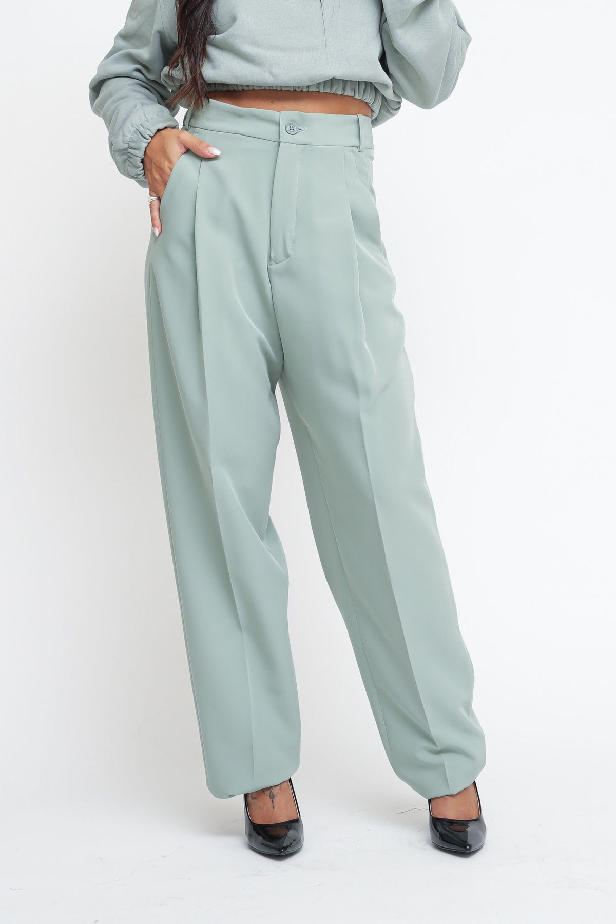 Straight Trousers - Sage Green — 1