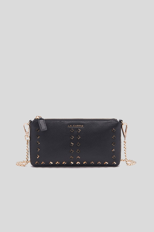 Studs Candice Double Wallet Tumbled Leather - Black