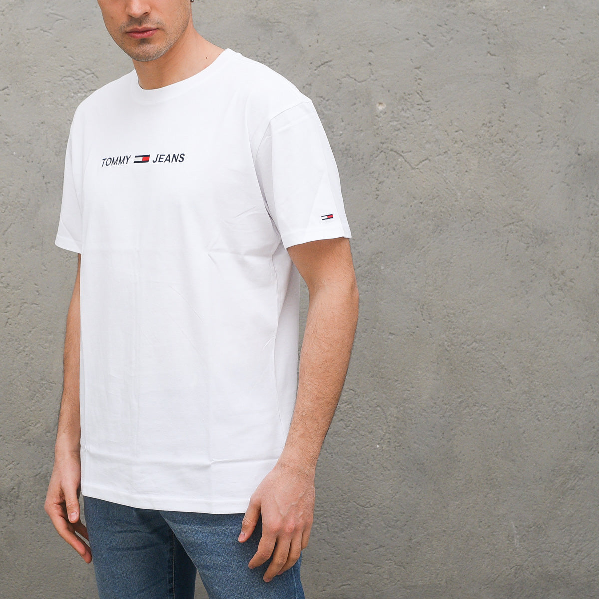 Tommy Hilfiger Tjm Straight Logo Tee White Bianco Uomo