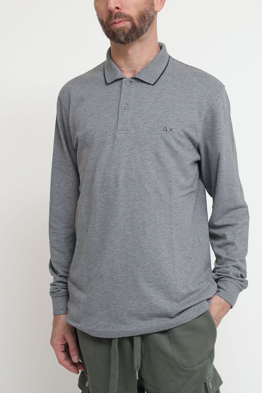 Polo Small Stripes El. L/S - Grigio Medio