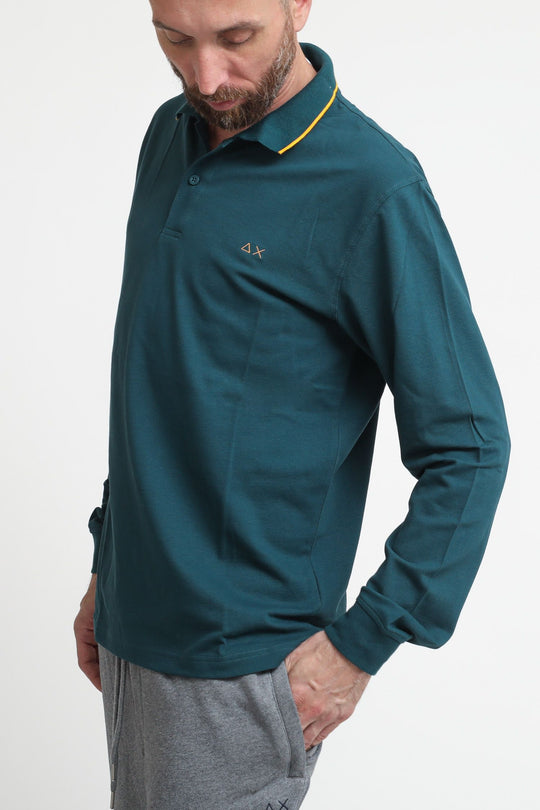 Polo Small Stripes El. L/S - Verde Smeraldo