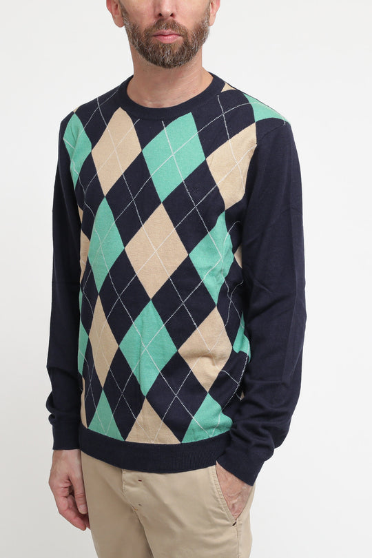 Round Argyle - Navy Blue