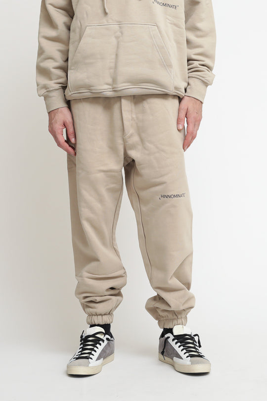 Pantalone In Felpa Con Elastico - Beige Nocciola