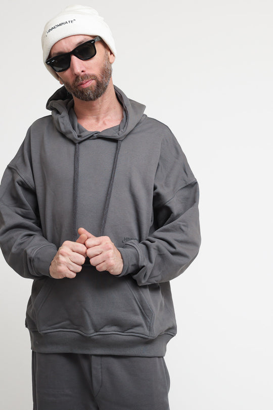 Felpa Cappuccio Manica Lunga - Grigio Ferro