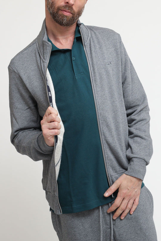 Full Zip Cotton Fleece - Grigio Medio
