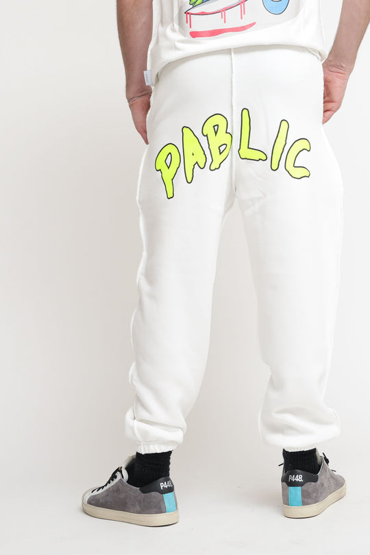 Pantalone In Felpa Stampa - Panna