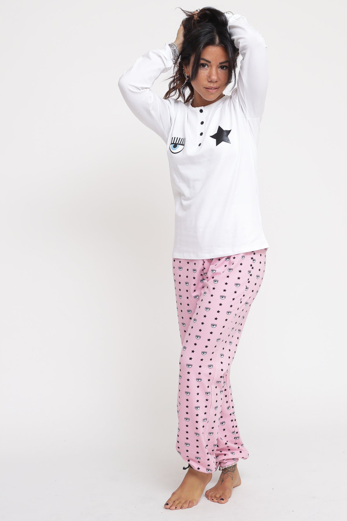 Pigiama Eye Star Stretch Jersey - Fantasia Rosa — 1