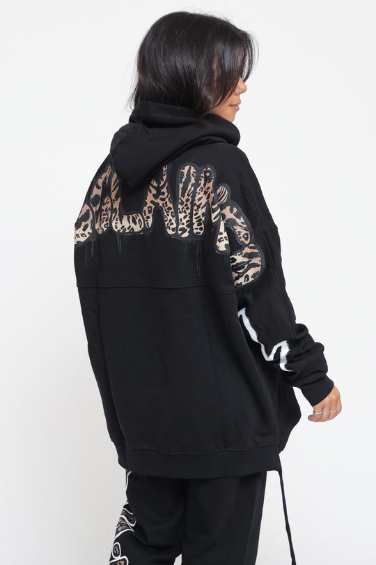 Maglia Cappuccio Donna In Felpa - Nero