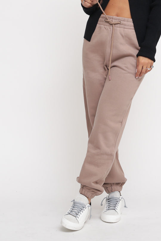 Pantalone Jogger Felpa - Tortora