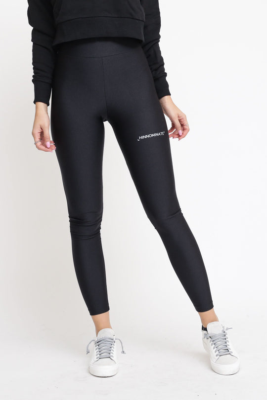 Leggings In Lycra Con Stampa - Nero