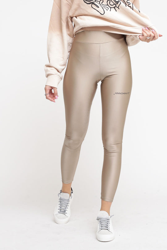 Leggings In Lycra Con Stampa - Beige Nocciola