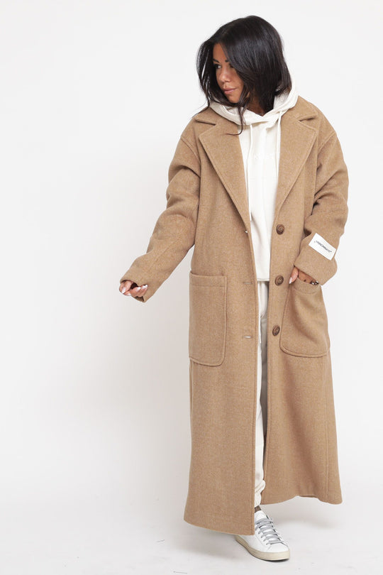 Cappotto Over Lungo Con Etichetta - Marrone Caffè