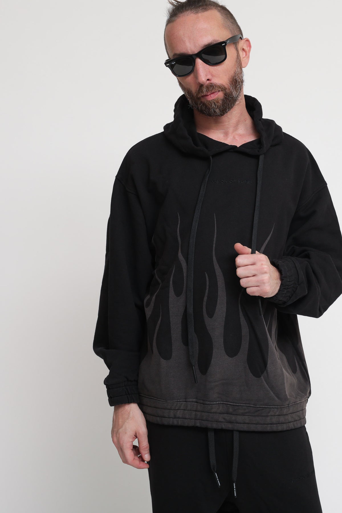 Felpa Cappuccio Con Stampa - Black — 1