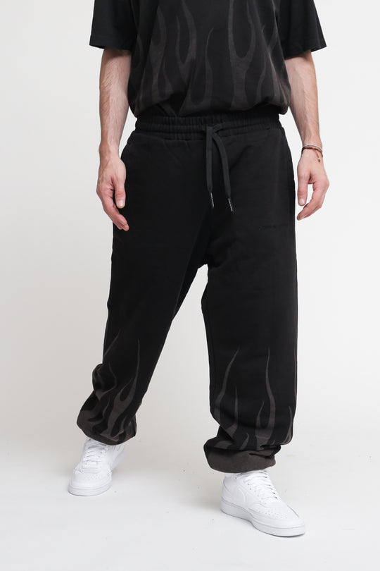 Pantalone In Felpa Con Stampa - Black