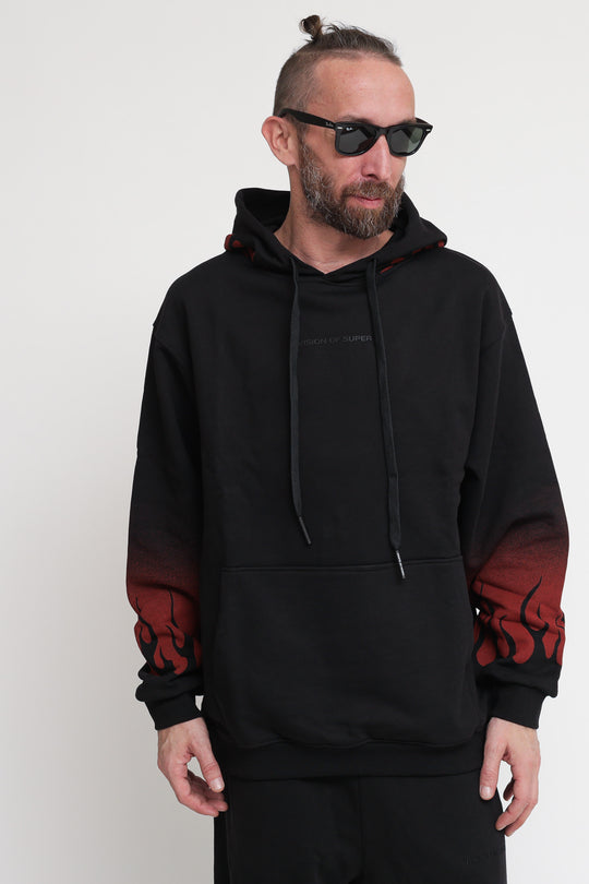 Felpa Cappuccio Con Stampa - Black
