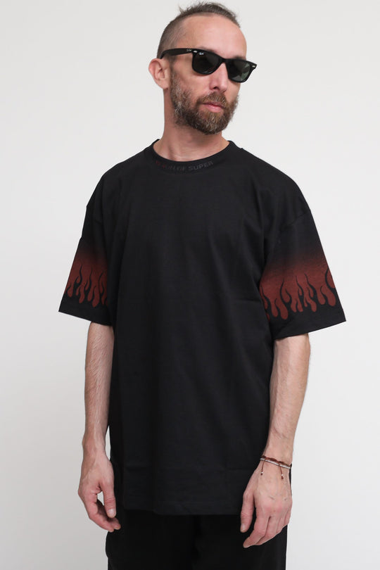 T-Shirt Mezza Manica Con Stampa - Black