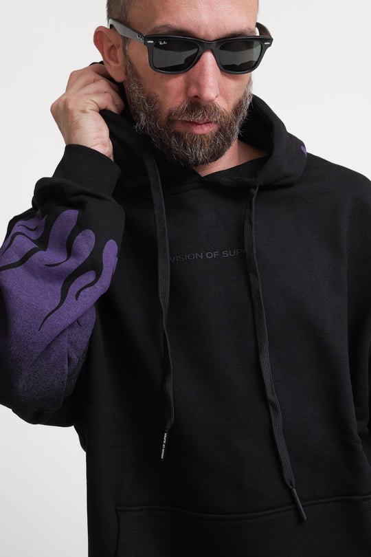 Felpa Cappuccio Con Stampa - Black