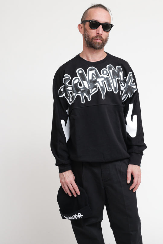 Maglia Girocollo Uomo In Felpa - Nero