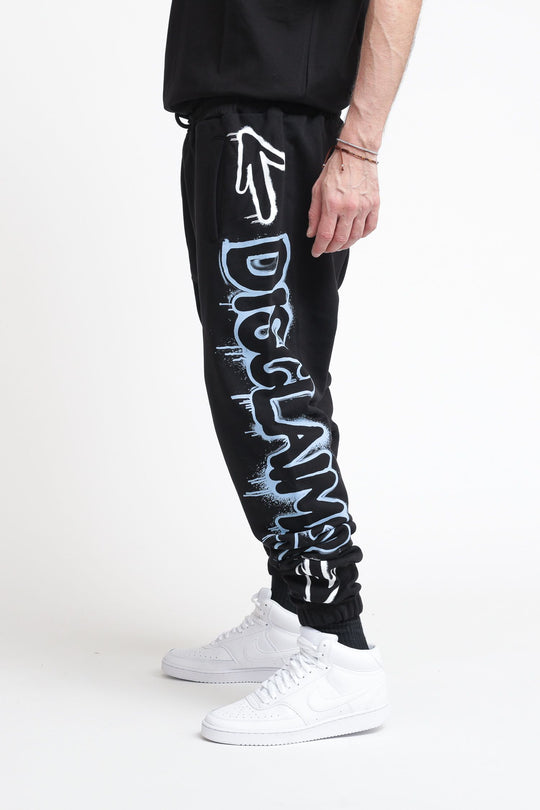 Pantalone Uomo In Felpa - Nero - Stampa Sky