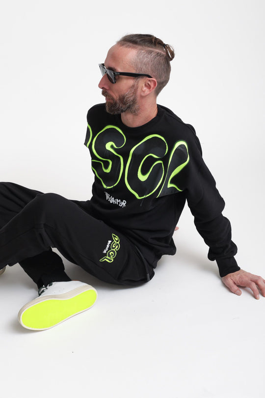 Maglia Girocollo Uomo In Felpa - Nero