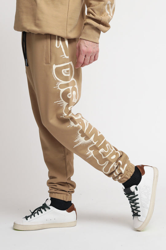 Pantalone Uomo In Felpa - Brown - Stampa Crema