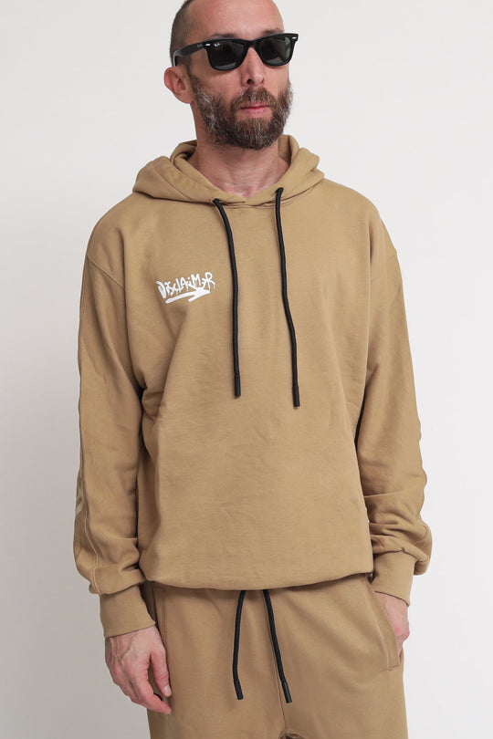 Maglia Cappuccio Uomo In Felpa - Brown - Stampa Crema