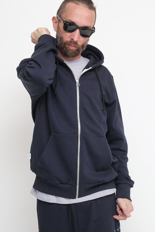 Felpa Cappuccio Zip - Navy