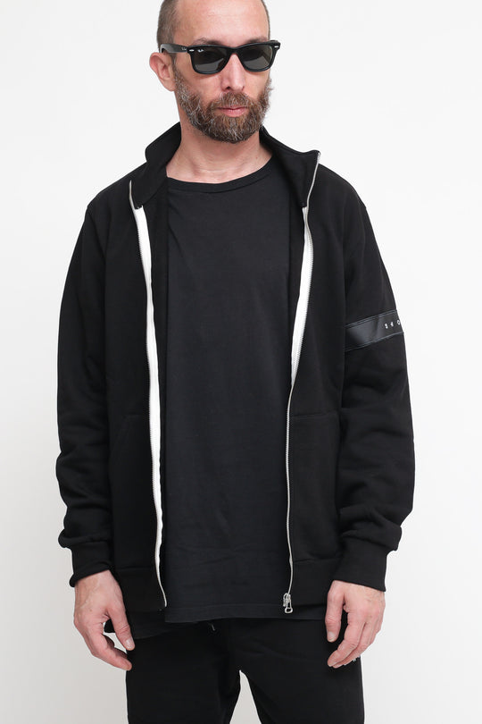 Felpa Full Zip Collo In Piedi - Black