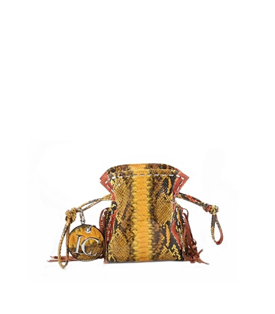 Robin Mini Fringe Busket Stp. Pyton Ecopelle - Yellow