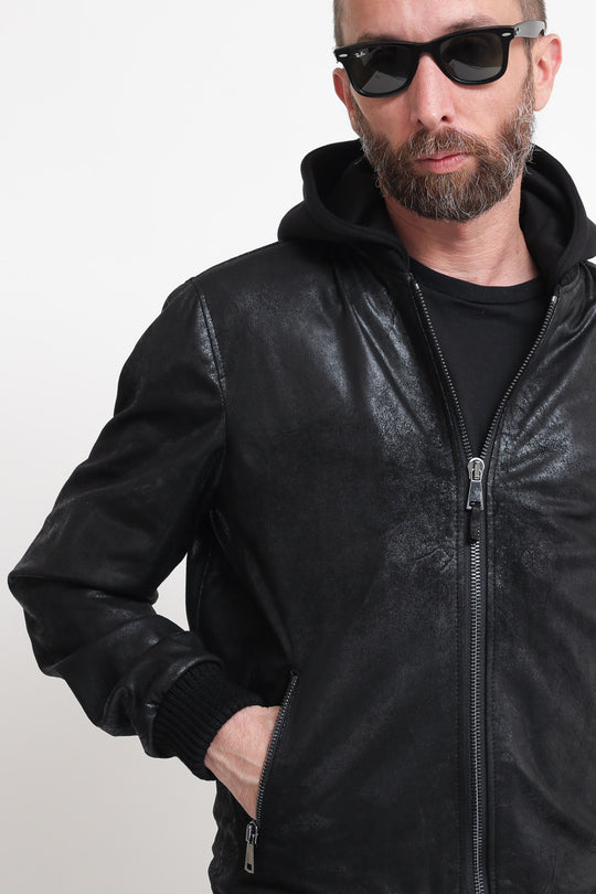 Bomber Ecopelle Vintage - Nero