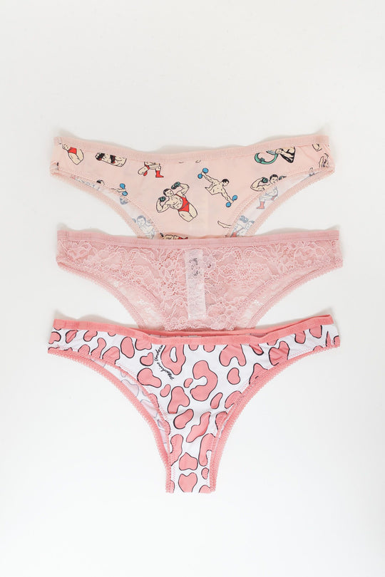 Tri - Pack Slip Brasiliana - Rosa Bianco