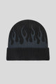 Cuffia Lana Nera Con Fiamme Grigie - Black