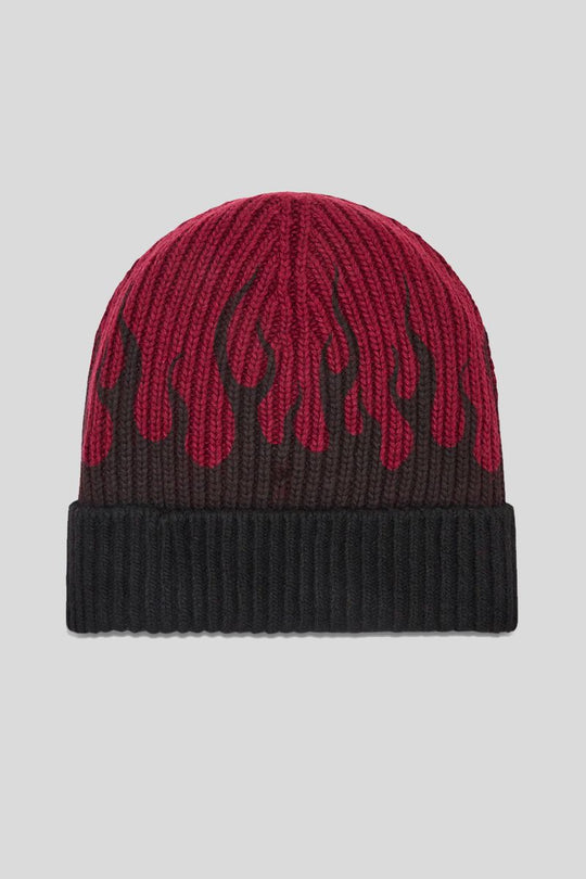 Cuffia Lana Viola Con Fiamme Nere - Grape Wine