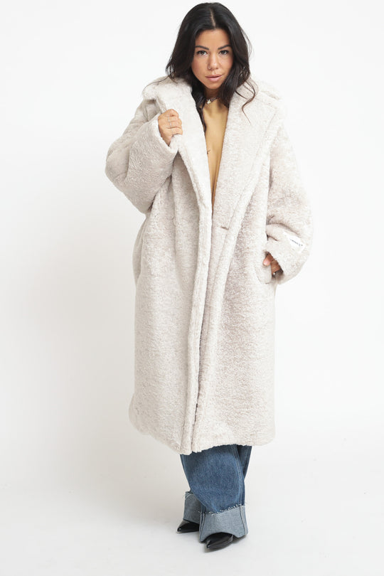 Cappotto Over Doppiopetto In Eco - Bianco Burro