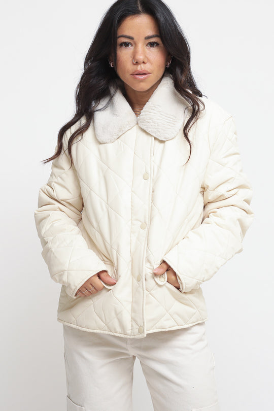 Quilted Padded Jacket - Light Sand