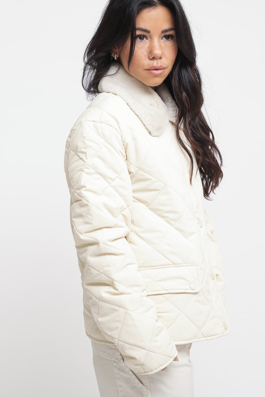 Quilted Padded Jacket - Light Sand — 2