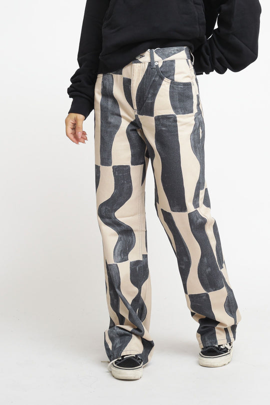 High Waist Soft Denim - Black Stripe