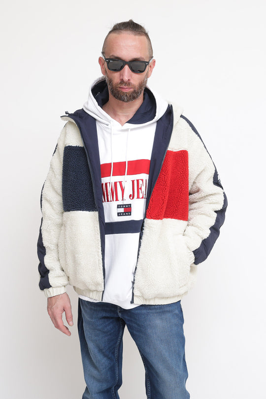 Tjm Reversible Sherpa Jacket - Ancient White Multi