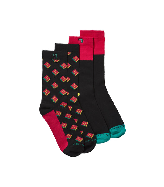 Classic Socks In Jacquard Pattern And Colour Block