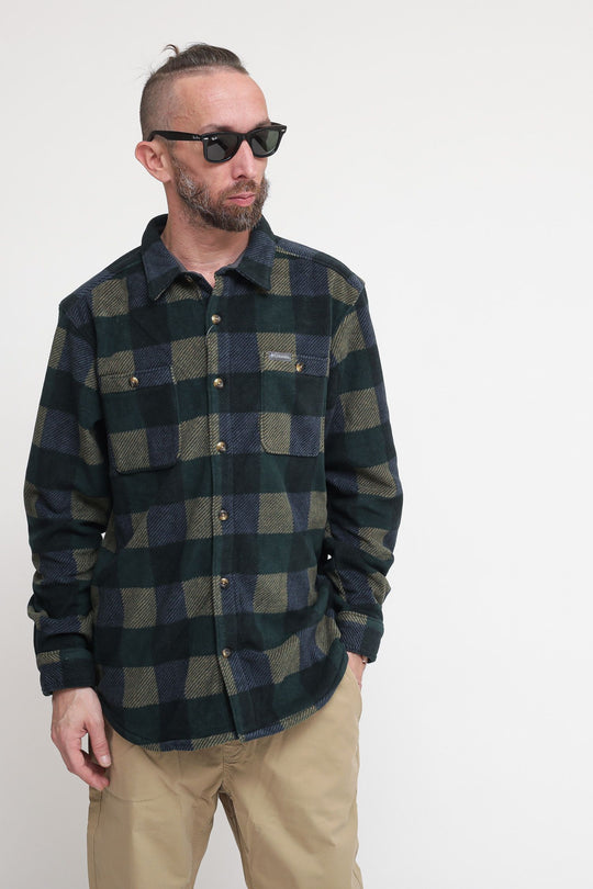 Flare Gun Fleece Over Shirt - Check Verde Blu