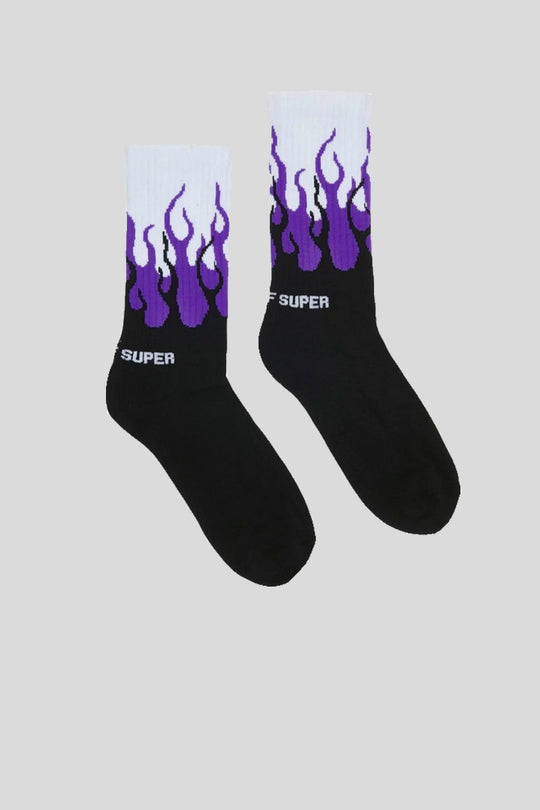 Calzini Fiamme - Black Violet White