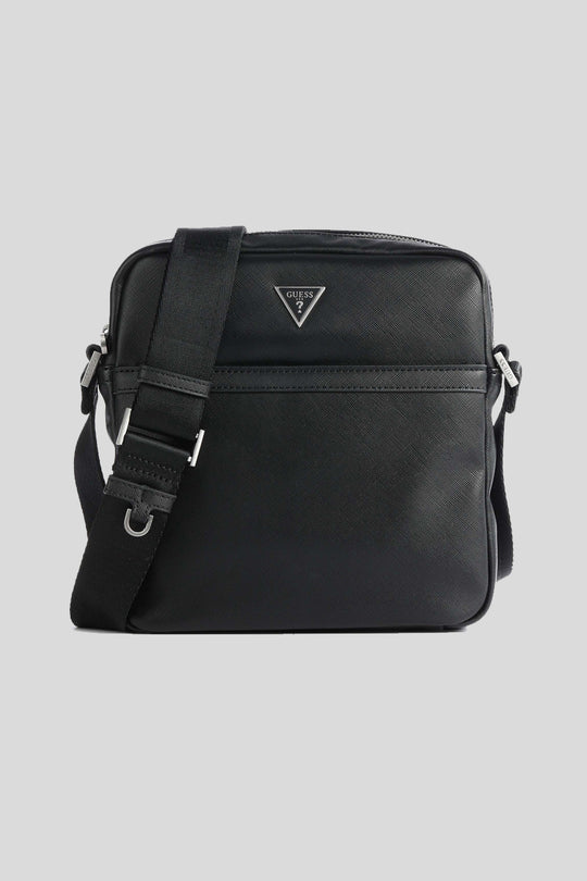 Certosa Saffiano Top Zip Xbody Flat - Black