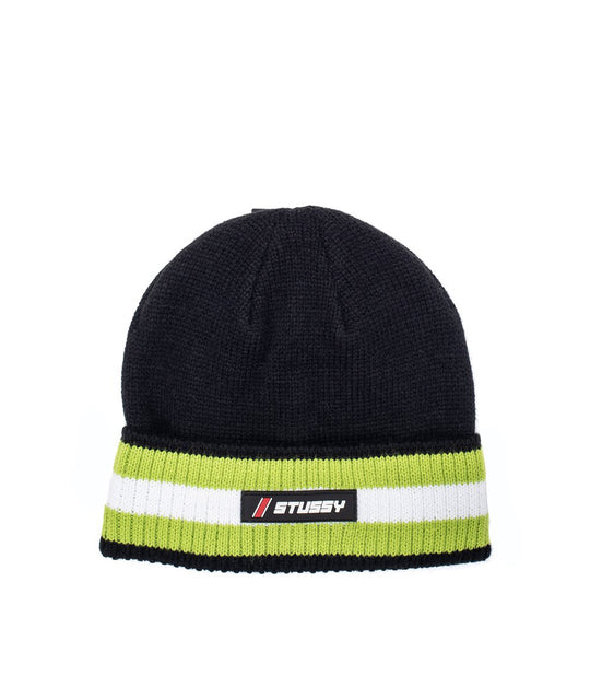 Striped Cuff Beanie - Black