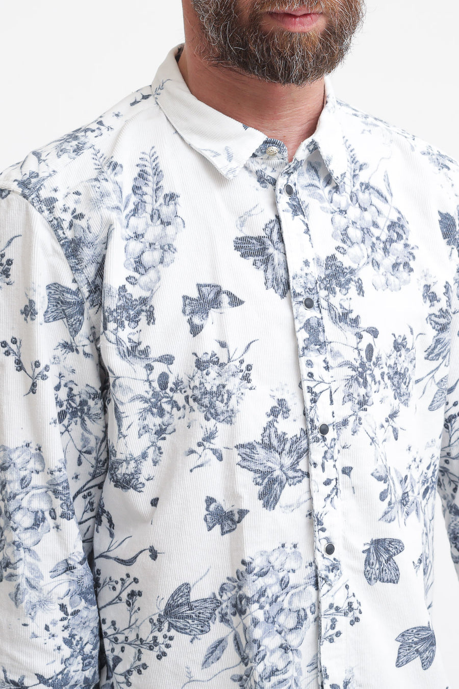 Camicia Velluto Stampato - Bianco Azzurro — 2