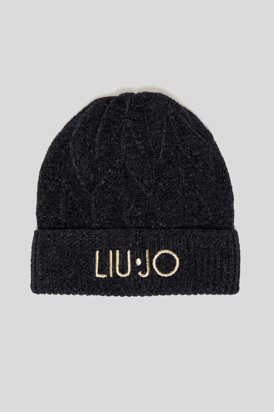 Cuffia Ciniglia Logo - Nero