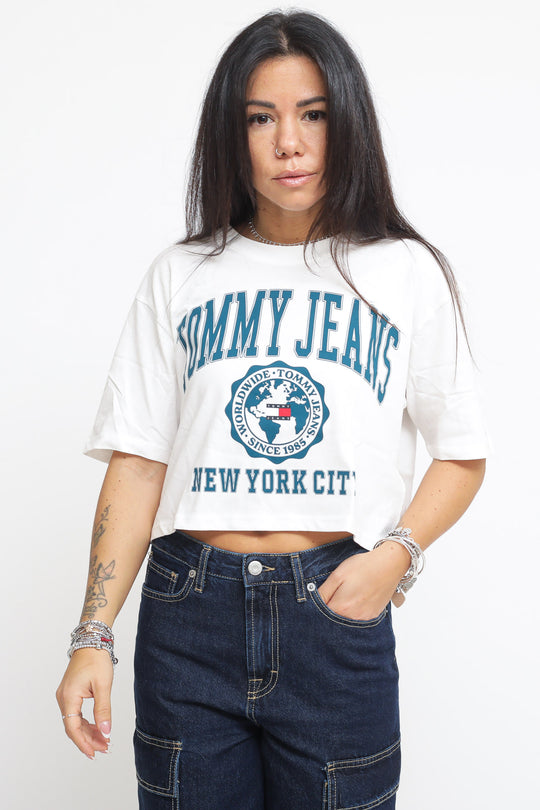 Tjw Super Crop College Logo Ss - Ecru